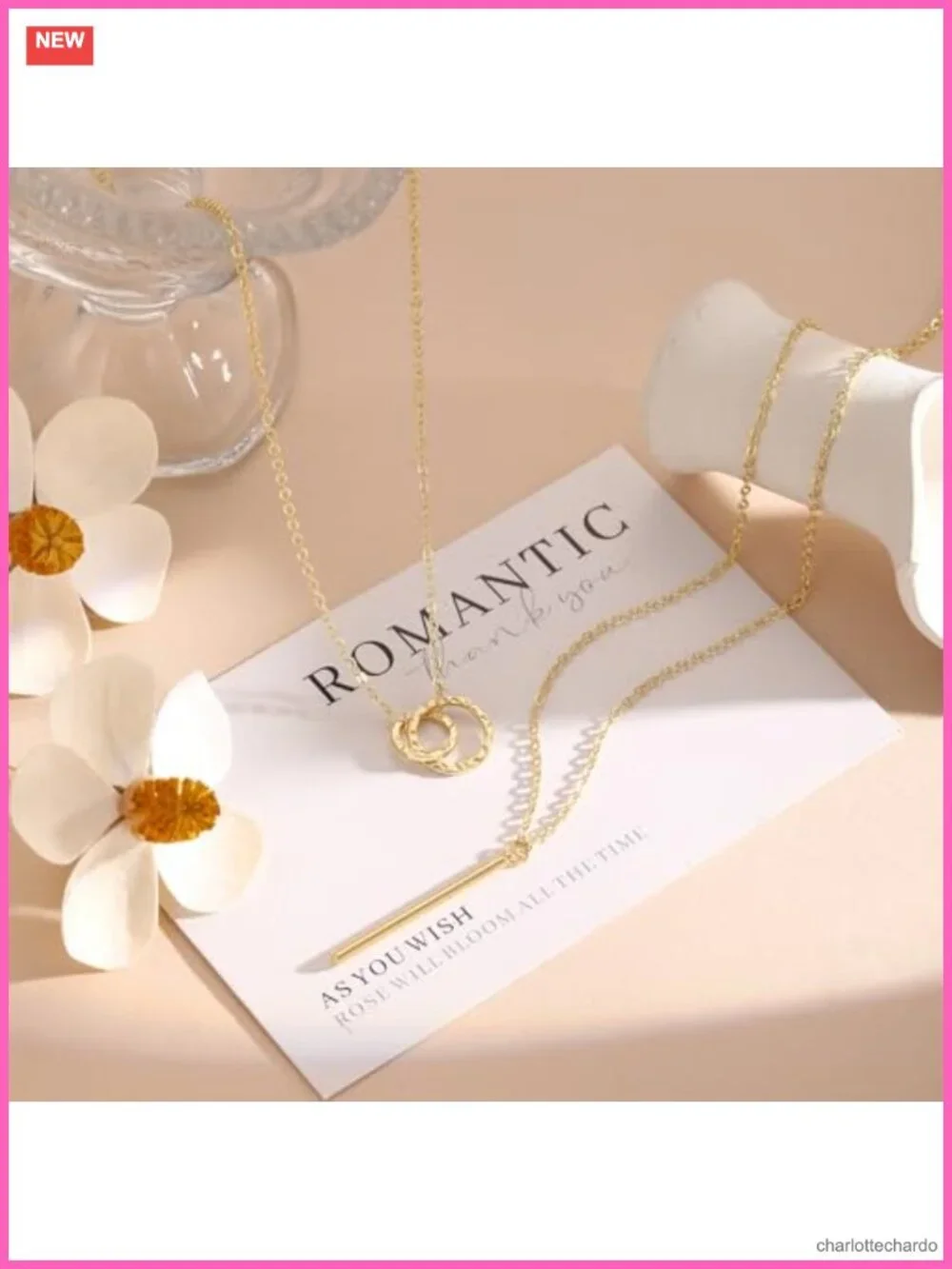 14K Gold Plated Layered Circle Pendant Necklace Set Dainty Stackable